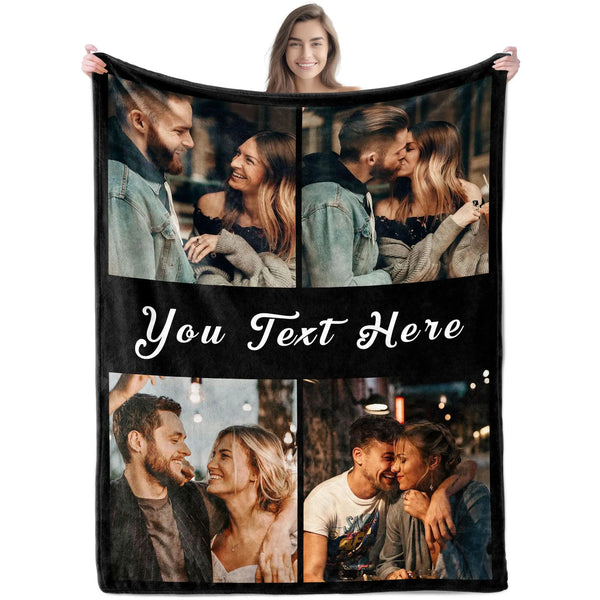 Custom Blanket with Picture - Printed in USA Customized Photo Blankets with Text