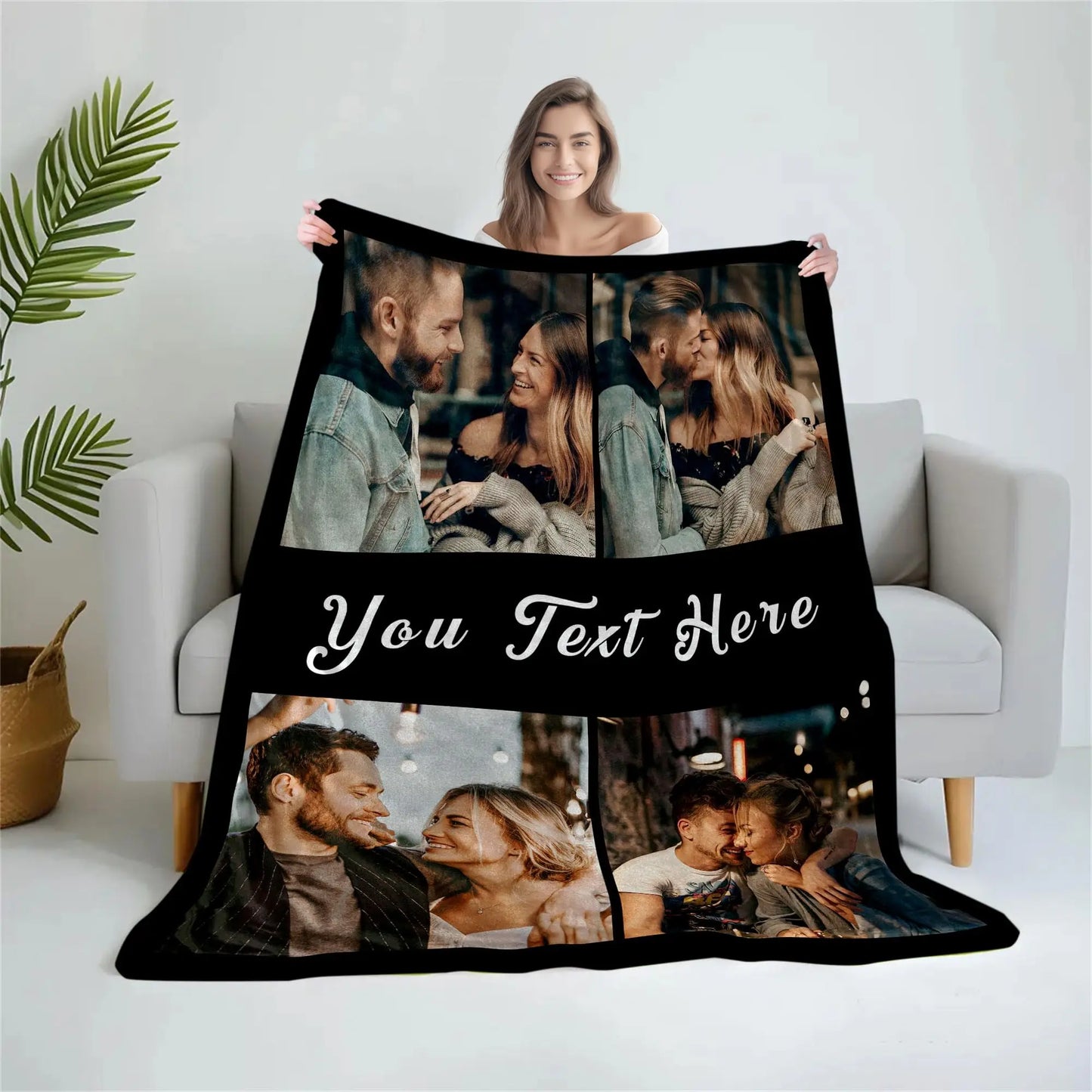 Custom Blanket with Picture - Printed in USA Customized Photo Blankets with Text