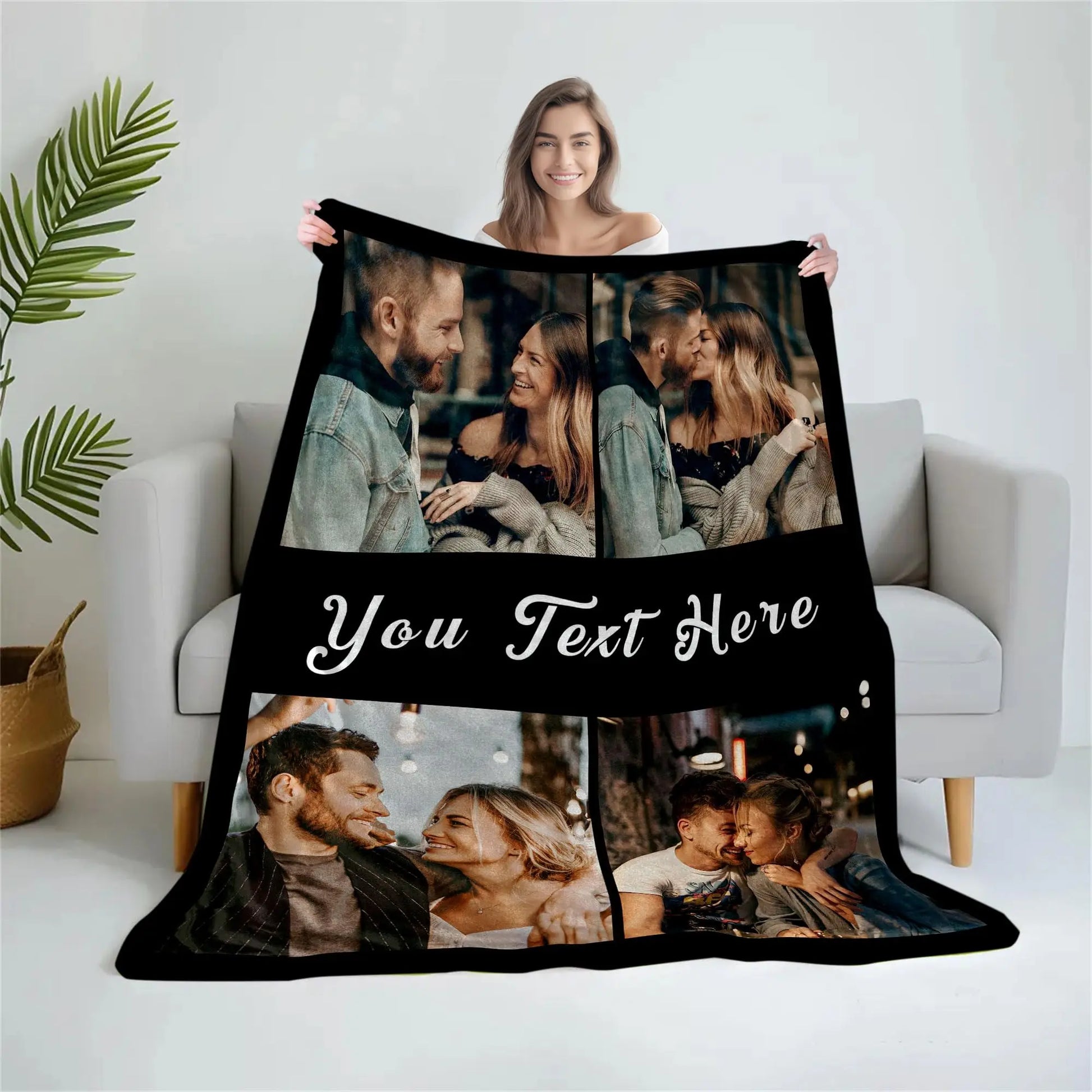 Custom Blanket with Picture - Printed in USA Customized Photo Blankets with Text
