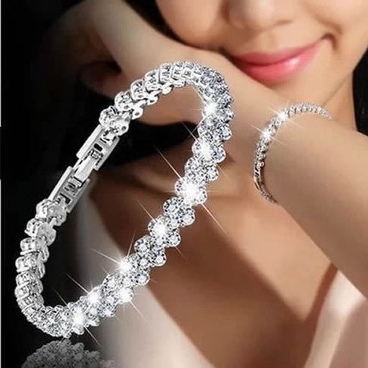 Women'S Tennis Bracelets Luxury Slender Rose Gold Plated Bracelet with Sparkling Cubic Zirconia Bracelet Jewelry Gifts for Her