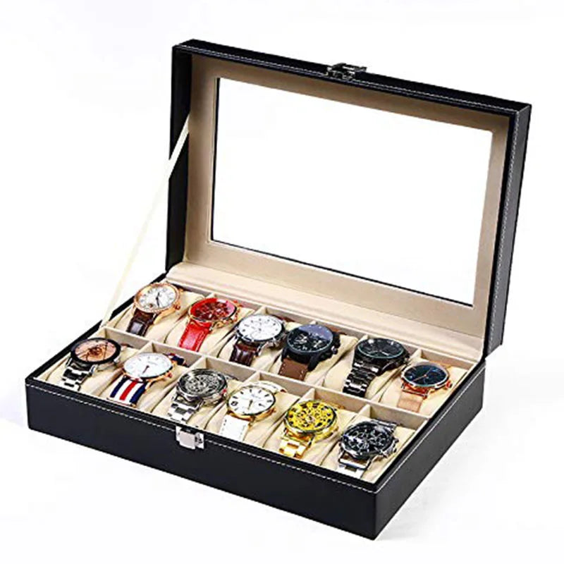 PU Leather Watch Organizer Box Watch Display Case Watch Travel Organizer Tray Watch Collection Storge Holder for Women