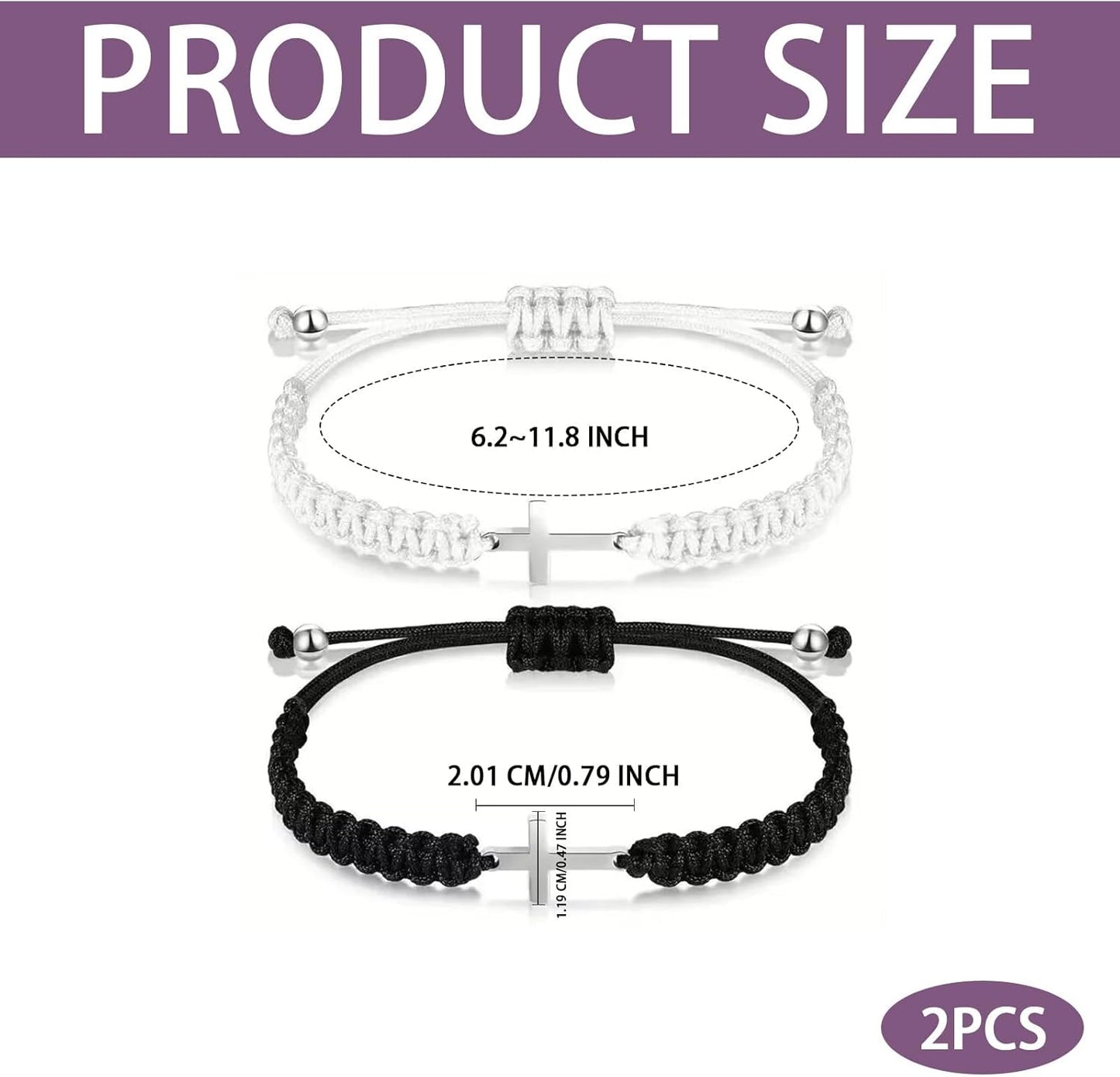 2PCS Matching Bracelets for Couple Friends, Adjustable Handmade Braided Rope Classic Jewelry Set, Friendship Bracelets Gifts for Men Women