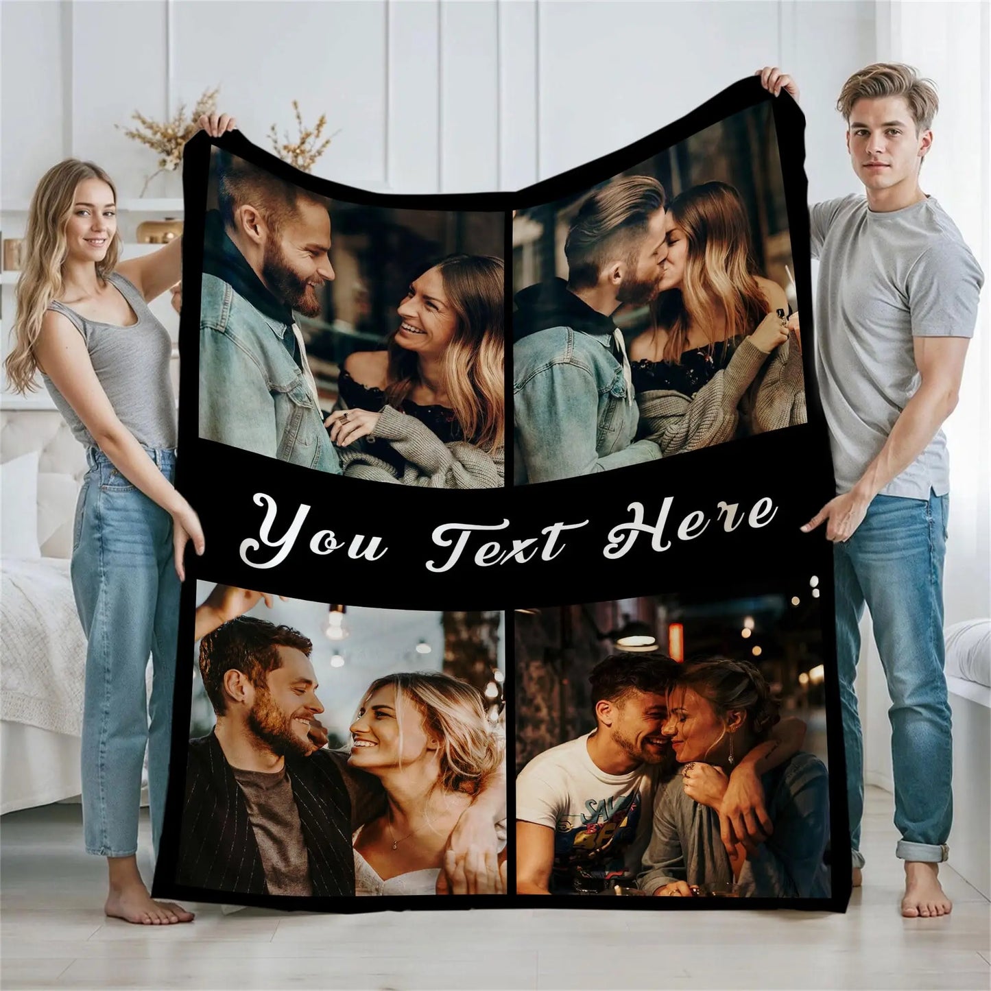 Custom Blanket with Picture - Printed in USA Customized Photo Blankets with Text